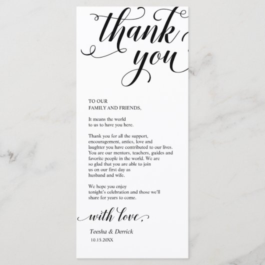 Élégant Dîner Moderne Lieu Cadre Carte de remercie (Devant)