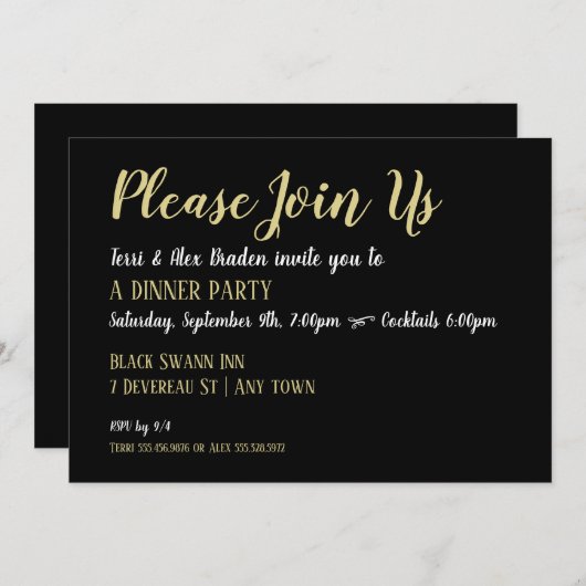 Élégant Dîner Réception Événement Invitation (Devant / Derrière)