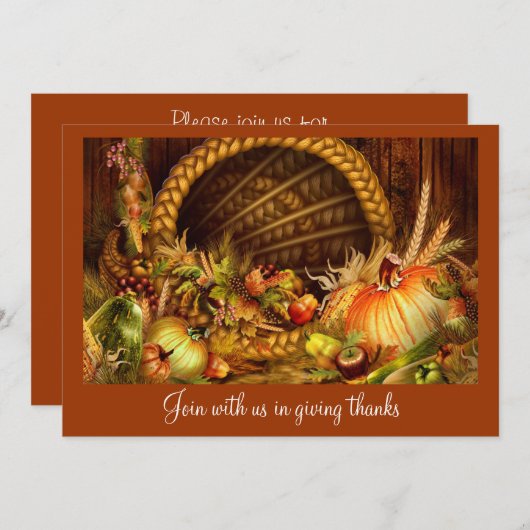 Élégant Dîner Thanksgiving Invitations (Devant / Derrière)