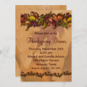 Élégant Dîner Thanksgiving Invitations (Devant / Derrière)