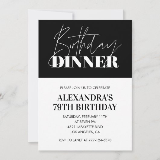 Elegant diner zwart en wit 79ste verjaardag kaart (Voorkant)