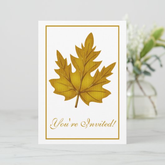 Elegant Dinner Party Invitation Autumn Leaf 2 Kaart (Staand voorkant)