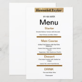 Elegant dinner party menu template (Devant / Derrière)