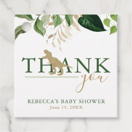 Elegant Dinosaur Green en Gold Baby shower Bedankjes Labels