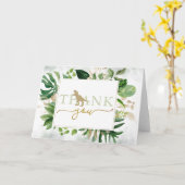 Elegant Dinosaur Greenery vouwde bedankt Kaart (Gele Bloem)