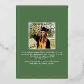 Élégant diplômé | Faire-part d'obtention du diplôm (Verso)