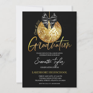 Elégant Disco ball Graduation Party Invitation