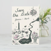 Elegant disco bruiloft Bewaar de datum Kaart (Staand voorkant)