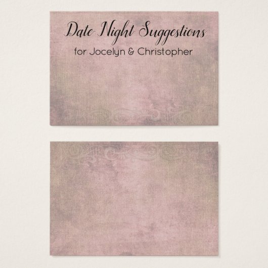 Elégant Distressed Date Nuit Suggestions Carte (Devant & derrière)