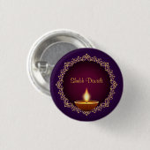 Elegant Diwali Diyas Paarse Ronde Button 3,2 Cm (Voorkant /achterkant)