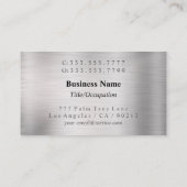 Elegant DIY 3-D Monogram & Blk Name Brushed Silver Visitekaartje (Achterkant)