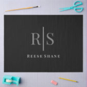 Elegant DIY Gray Monogram & Witte Naam, zwart Tissuepapier (Craft)