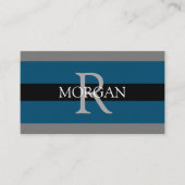 Elegant DIY Monogram Naam Blk DkGrey Ocean Blue Visitekaartje (Voorkant)
