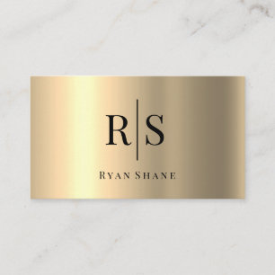 Elegant DIY zwart monogram & naam, geel goud Visitekaartje