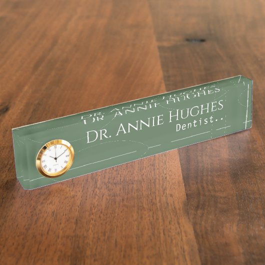 Élégant Docteur Vert Dentiste Bureau Nom Plaque (Taille)