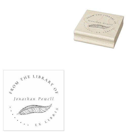 Elegant doezelpen Aangepast Ex Libris Bibliotheek  Rubberstempel (Gestempeld)