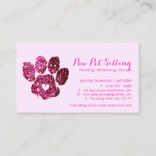 Elegant Dog Cat Grooming Glitter Pet Sitter Paw Visitekaartje
