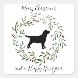 Elegant Dog Merry Kerstmis met zwarte labrador Vierkante Sticker