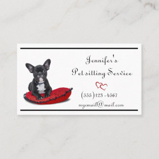 Elegant Dog on a Pillow Pet Sitting Groom Service Visitekaartje