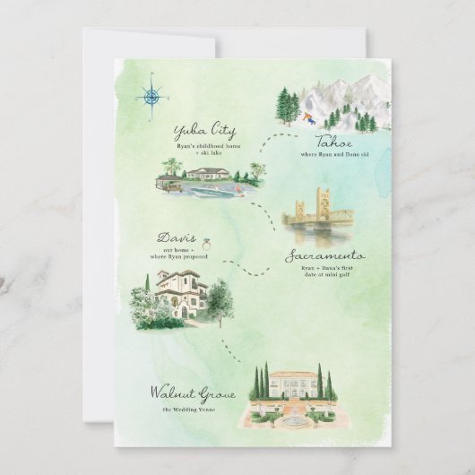 Élégant domaine | Carte Mariage illustrée (Dos)