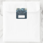 Elegant Donker Blauwgroen Bokeh Sparkle Boutique P Vierkante Sticker (Tas)