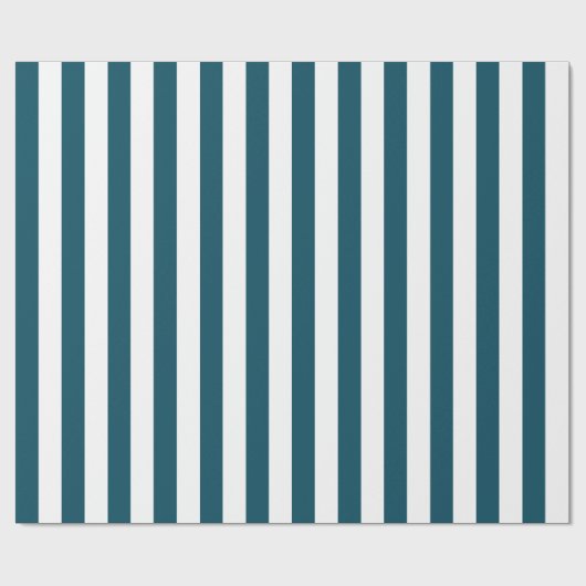 Elegant Donker Blauwgroen en Wit Gestreept Patroon Cadeaupapier (Vlak)