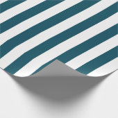 Elegant Donker Blauwgroen en Wit Gestreept Patroon Cadeaupapier (Hoek)