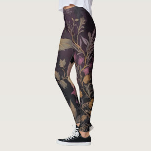 Elegant donker bloempatroon leggings