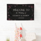 Elegant donker bordeaux Rozen zwart bruiloft Spandoek (Insitu)