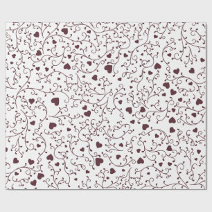 Elegant donker burgundy hart wingerd filigraan pat cadeaupapier