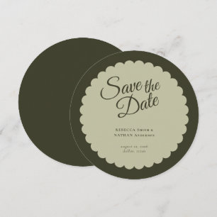 Elegant Donker Groen Manuscript Scallop Weddenscha Save The Date