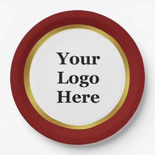 Elegant Donker Paarse Rood en Goud Uw Logo Hier Papieren Bordje