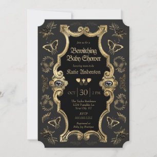 Elegant donker Victoriaans gotisch Baby shower Kaart