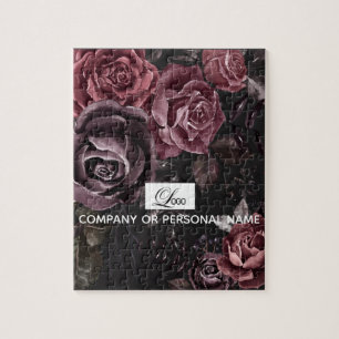 Elegant Donker Zwart Romantisch Roos Bloemendesign Legpuzzel