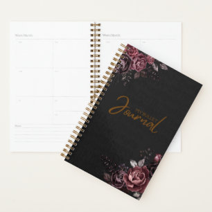Elegant Donker Zwart Romantisch Roos Bloemendesign Planner