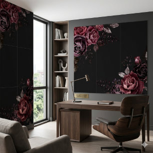 Elegant Donker Zwart Romantisch Roos Bloemendesign Tegeltje