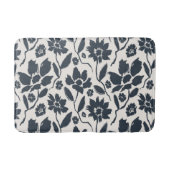 Elegant donkerblauw bloemencrème canvas badmat (Voorkant)
