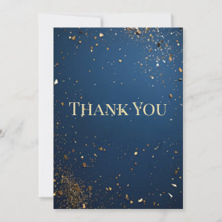 Elegant donkerblauw en faux goud bedankkaart