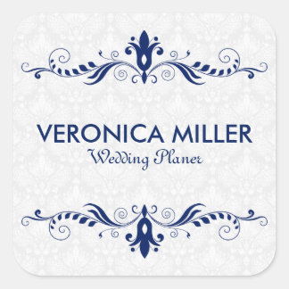 Elegant donkerblauw en roze Lijst Vierkante Sticker