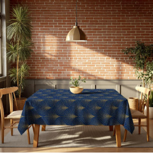 Elegant donkerblauw & goud Art-Deco patroon Tafelkleed