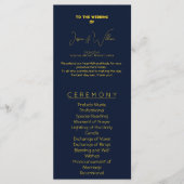 Elegant Donkerblauw & goud Huwelijksprogramma clas Programma (Voorkant)