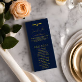 Elegant Donkerblauw & goud Huwelijksprogramma clas Programma