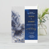 Elegant Donkerblauw & Licht Melk Goud Marmer Kaart (Staand voorkant)