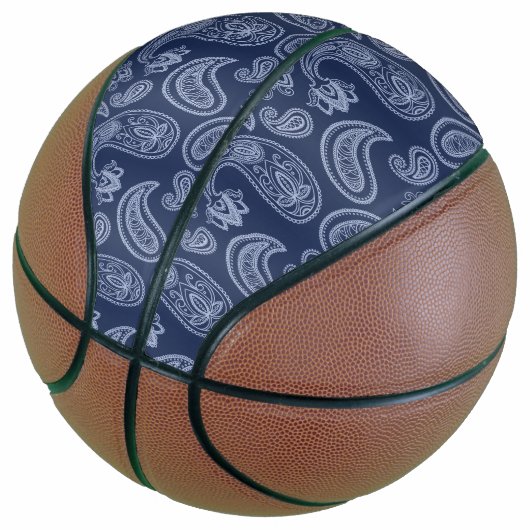 Elegant donkerblauw paisleypatroon basketbal (Schuin)