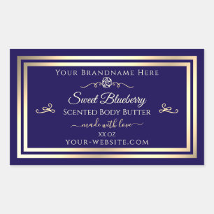 Elegant donkerblauw productetiket Gold Shimmer Lij Rechthoekige Sticker