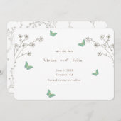 Elegant donkerbruine vlinder slaat de datum op kaart (Voorkant / Achterkant)