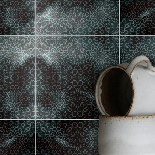 Elegant Donkergrijs Blauw Intricate Swirls and Loo Tegeltje