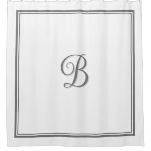 Elegant donkergrijs Double Border Script Monogram Douchegordijn