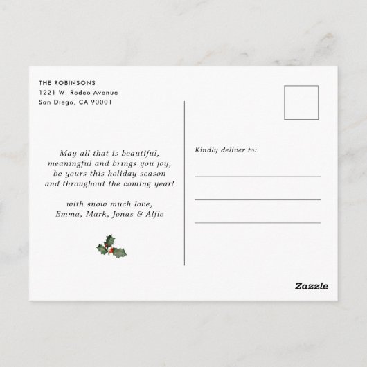 Elegant Donkergrijs Vrolijk Kerstfeest 3 Foto Vaka Briefkaart (Achterkant)