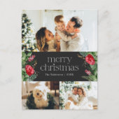 Elegant Donkergrijs Vrolijk Kerstfeest 3 Foto Vaka Briefkaart (Voorkant)